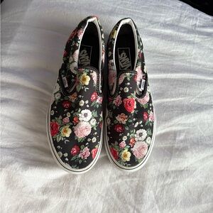Vans Women's Floral Slip-On Sneakers - Black